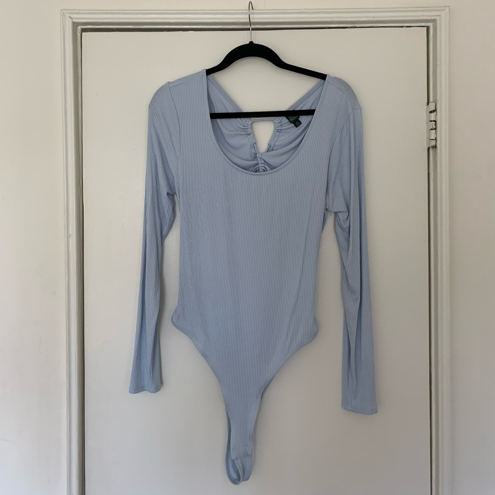 New long sleeve bodysuit, open & crisscross back